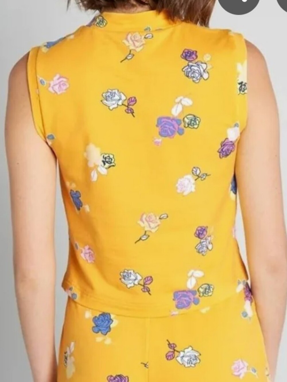 Modcloth Bright Yellow Floral Tank with Multicolor Roses - Picture 8 of 9